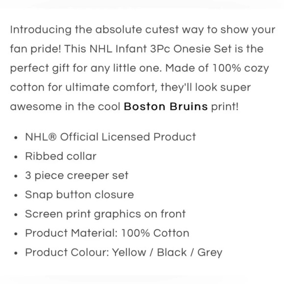 🆕Boston Bruins Infant 3 Piece Set - Picture 6 of 13